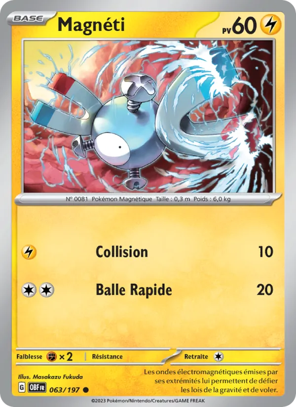 Carte Pokémon Magnéti 063/197 de l'extension Flammes Obsidiennes