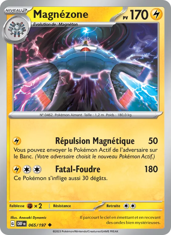 Carte Pokémon Magnézone 065/197 de l'extension Flammes Obsidiennes