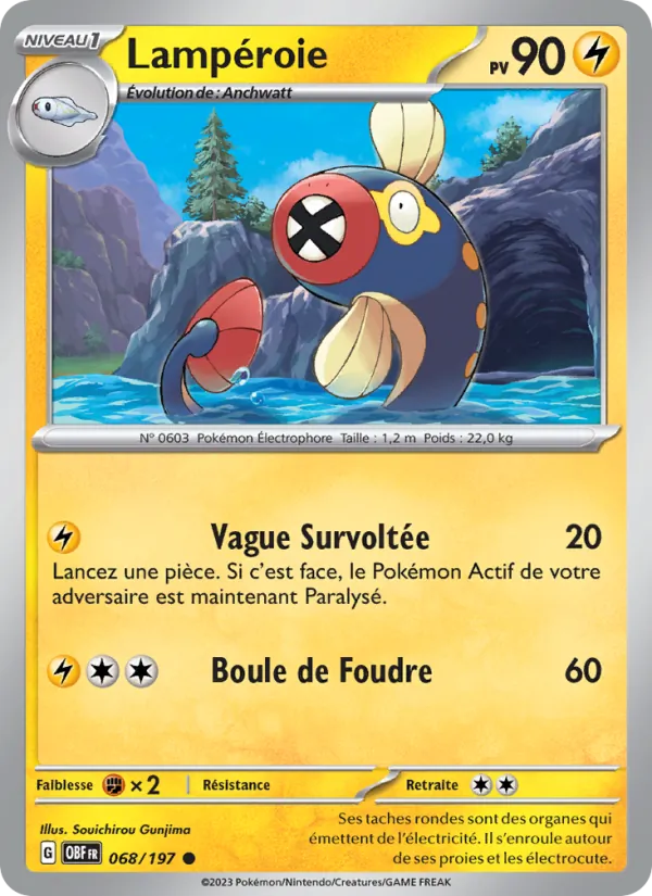 Carte Pokémon Lampéroie 068/197 de l'extension Flammes Obsidiennes