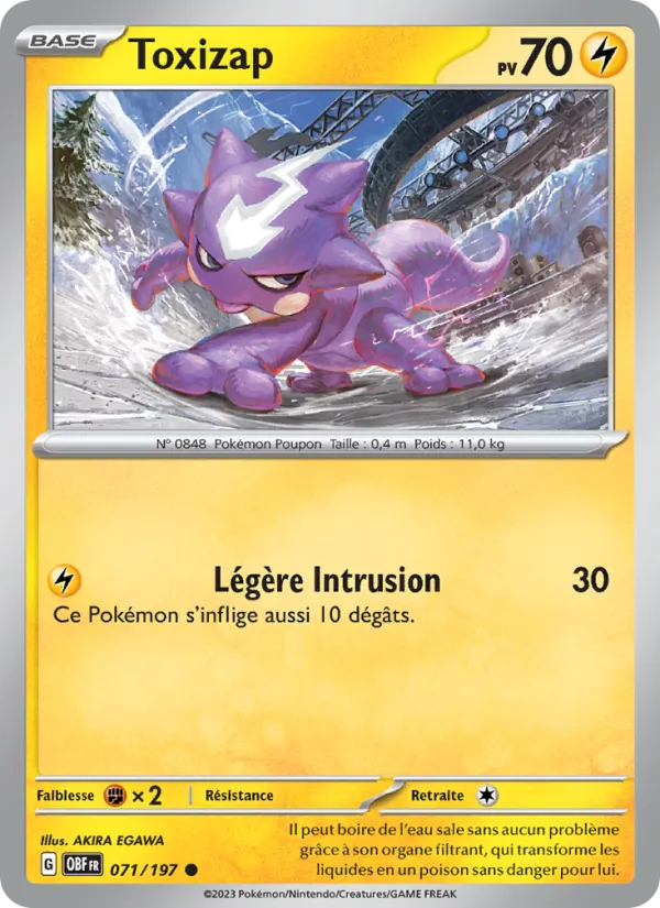 Carte Pokémon Toxizap 071/197 de l'extension Flammes Obsidiennes