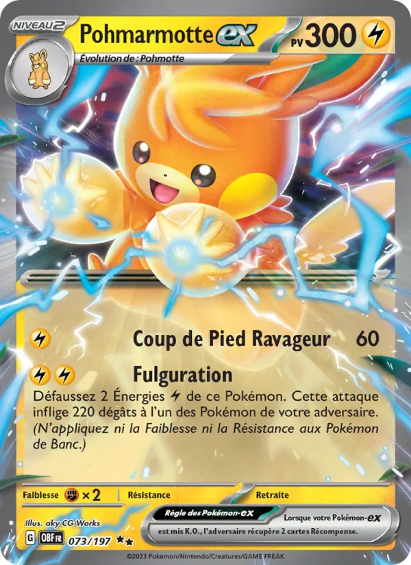Carte Pokémon Pohmarmotte-ex 073/197 de l'extension Flammes Obsidiennes