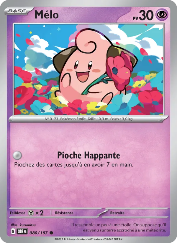 Carte Pokémon Mélo 080/197 de l'extension Flammes Obsidiennes