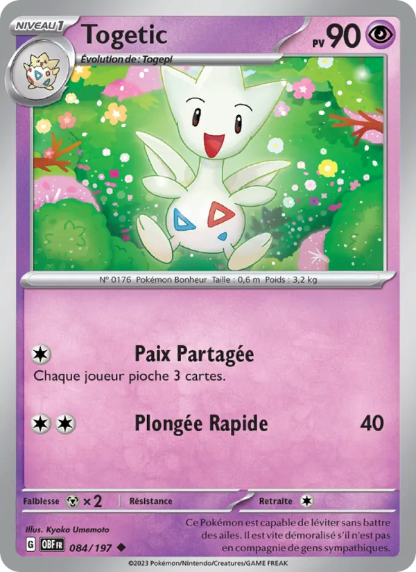 Carte Pokémon Togetic 084/197 de l'extension Flammes Obsidiennes
