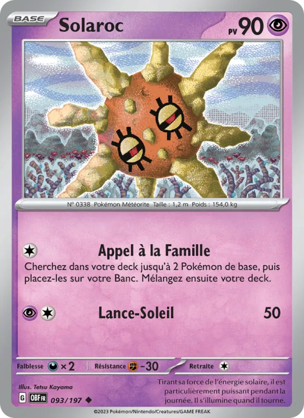 Carte Pokémon Solaroc 093/197 de l'extension Flammes Obsidiennes