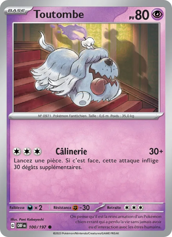 Carte Pokémon Toutombe 100/197 de l'extension Flammes Obsidiennes