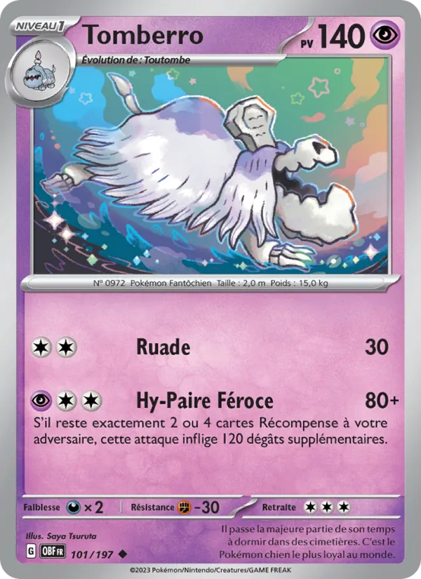Carte Pokémon Tomberro 101/197 de l'extension Flammes Obsidiennes