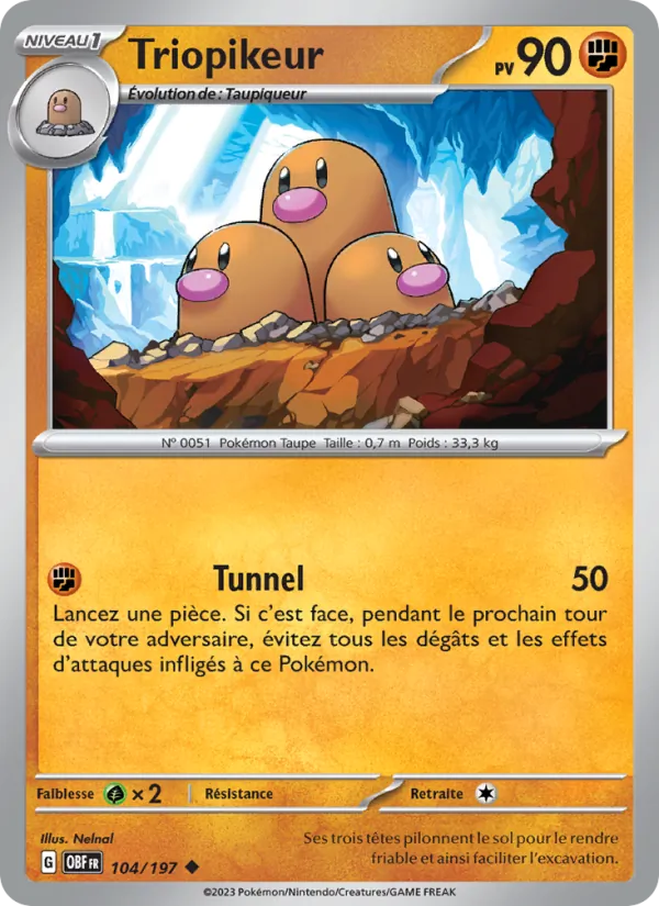 Carte Pokémon Triopikeur 104/197 de l'extension Flammes Obsidiennes