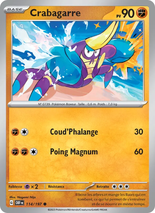 Carte Pokémon Crabagarre 114/197 de l'extension Flammes Obsidiennes