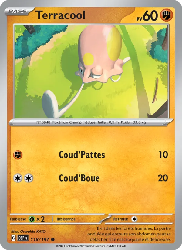 Carte Pokémon Terracool 118/197 de l'extension Flammes Obsidiennes