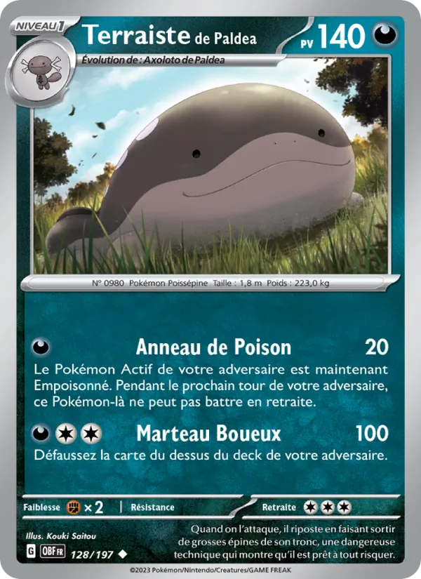 Carte Pokémon Terraiste de Paldea 128/197 de l'extension Flammes Obsidiennes