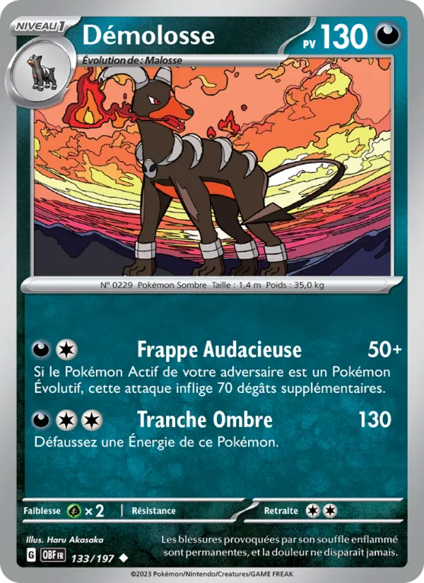 Carte Pokémon Démolosse 133/197 de l'extension Flammes Obsidiennes