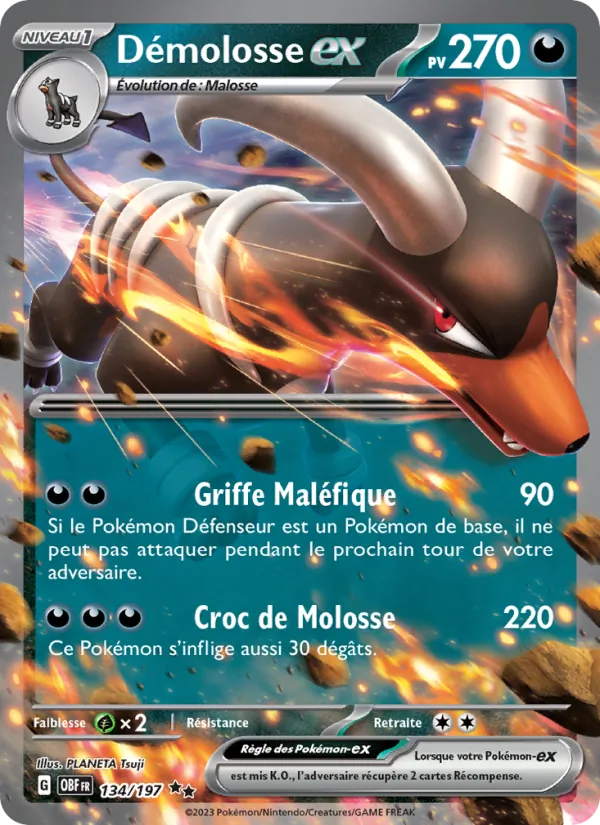 Carte Pokémon Démolosse-ex 134/197 de l'extension Flammes Obsidiennes