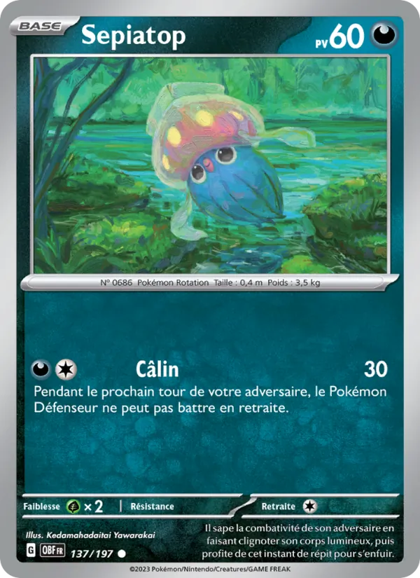 Carte Pokémon Sepiatop 137/197 de l'extension Flammes Obsidiennes