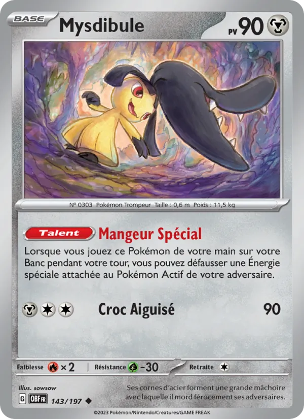 Carte Pokémon Mysdibule 143/197 de l'extension Flammes Obsidiennes