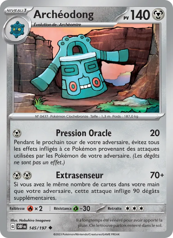 Carte Pokémon Archéodong 145/197 de l'extension Flammes Obsidiennes