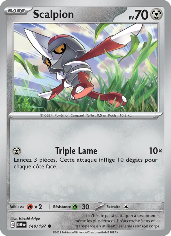 Carte Pokémon Scalpion 148/197 de l'extension Flammes Obsidiennes