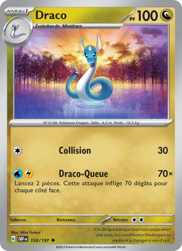 Carte Pokémon Draco 158/197 de l'extension Flammes Obsidiennes