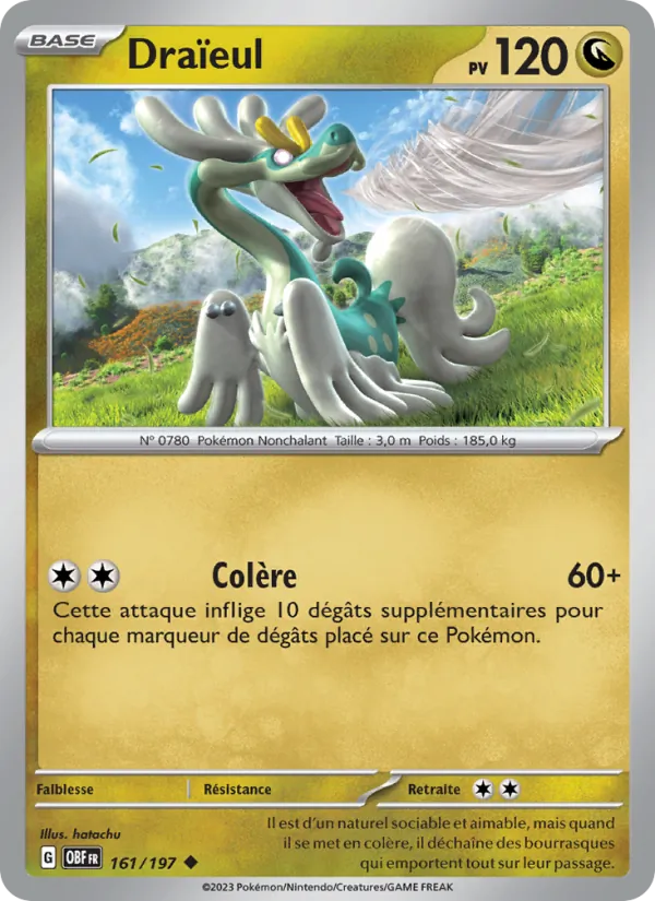 Carte Pokémon Draïeul 161/197 de l'extension Flammes Obsidiennes