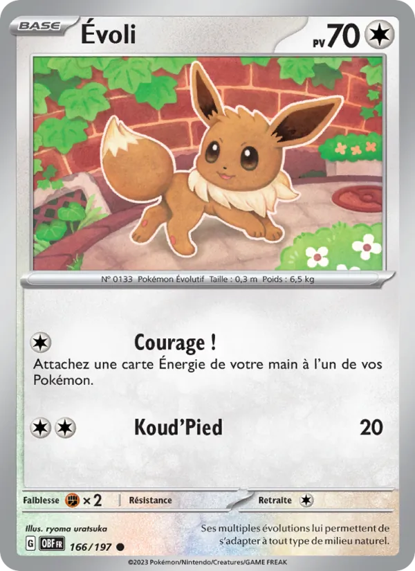 Carte Pokémon Évoli 166/197 de l'extension Flammes Obsidiennes