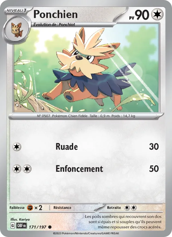Carte Pokémon Ponchien 171/197 de l'extension Flammes Obsidiennes