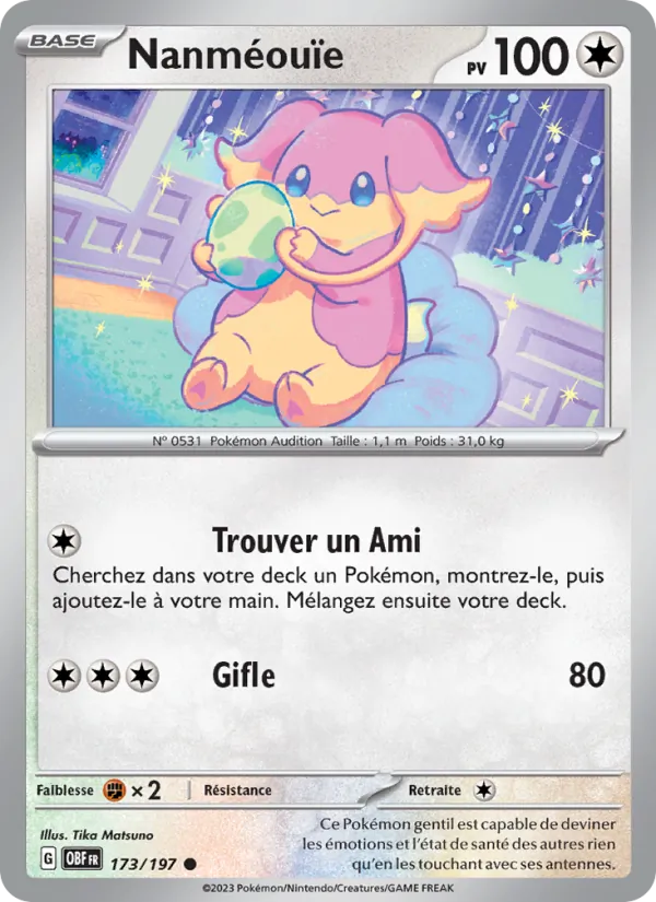 Carte Pokémon Nanméouïe 173/197 de l'extension Flammes Obsidiennes