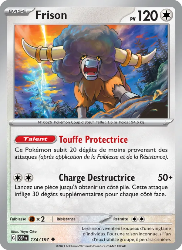 Carte Pokémon Frison 174/197 de l'extension Flammes Obsidiennes