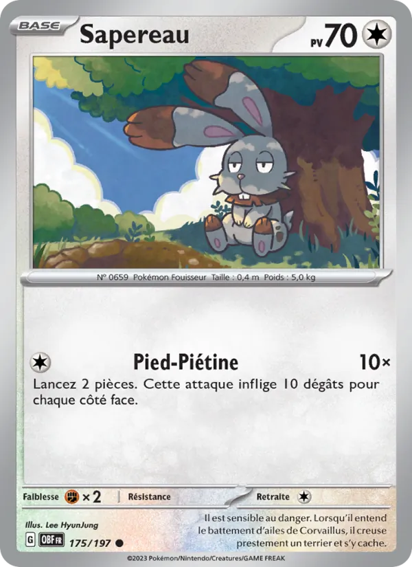 Carte Pokémon Sapereau 175/197 de l'extension Flammes Obsidiennes