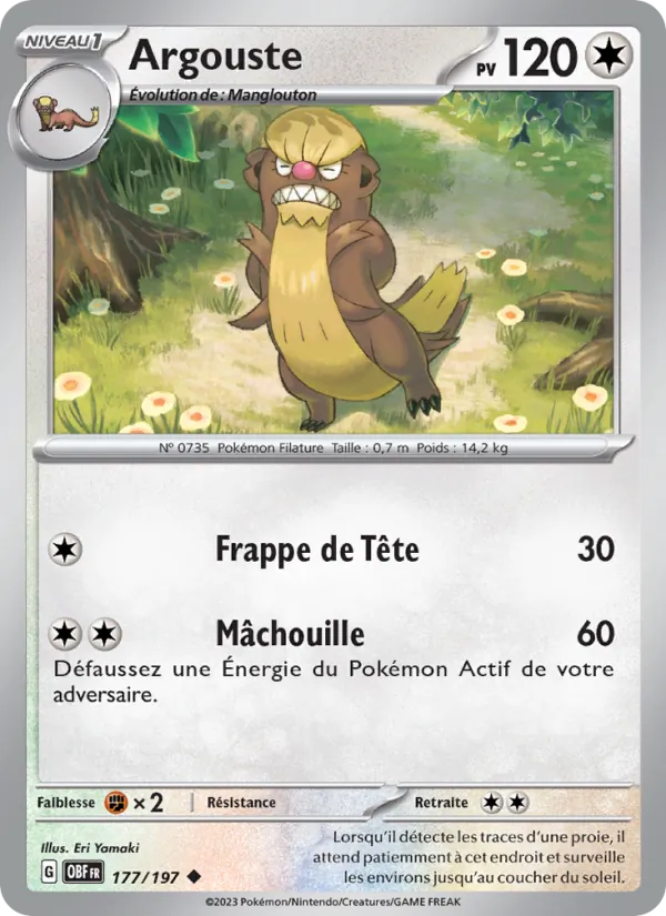 Carte Pokémon Argouste 177/197 de l'extension Flammes Obsidiennes