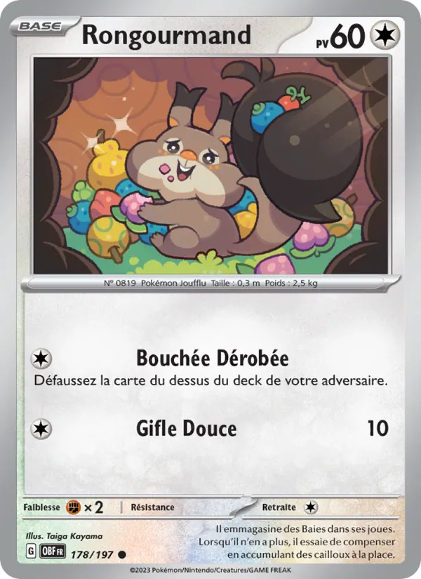 Carte Pokémon Rongourmand 178/197 de l'extension Flammes Obsidiennes