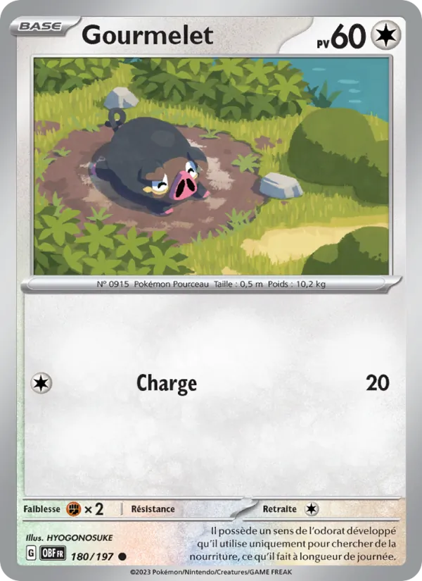 Carte Pokémon Gourmelet 180/197 de l'extension Flammes Obsidiennes