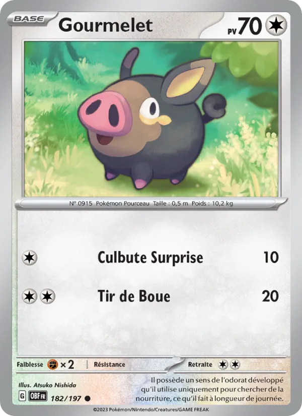 Carte Pokémon Gourmelet 182/197 de l'extension Flammes Obsidiennes