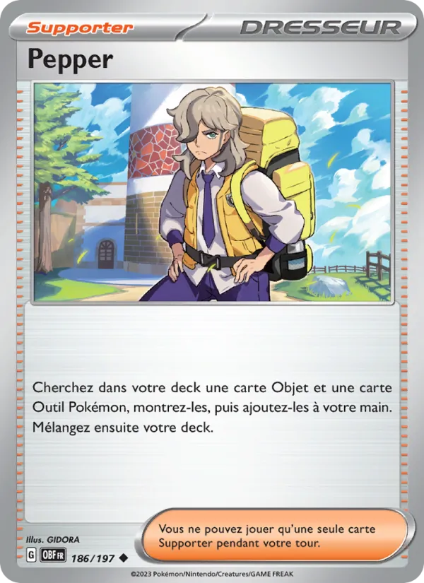 Carte Pokémon Pepper 186/197 de l'extension Flammes Obsidiennes