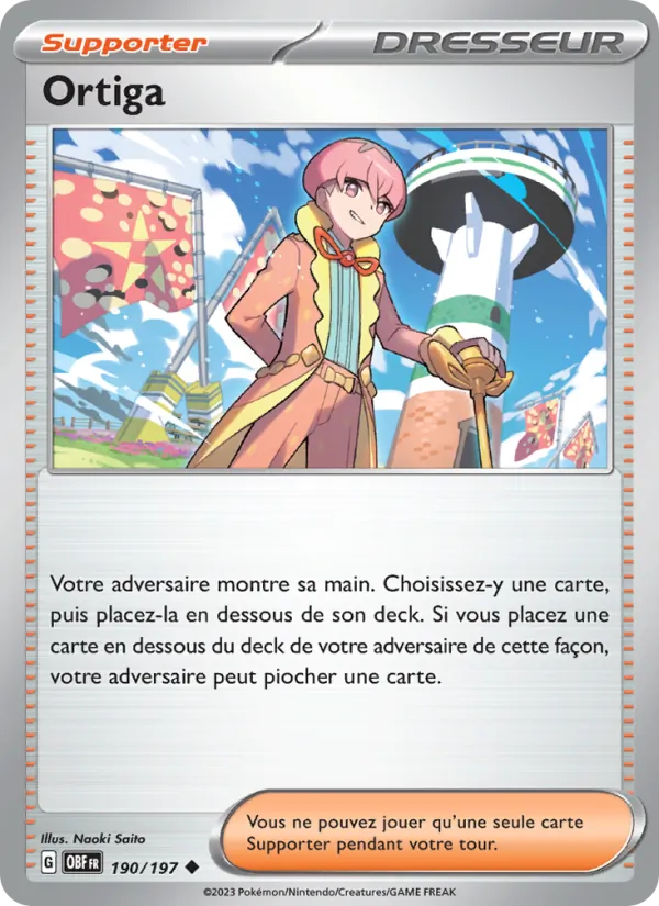 Carte Pokémon Ortiga 190/197 de l'extension Flammes Obsidiennes