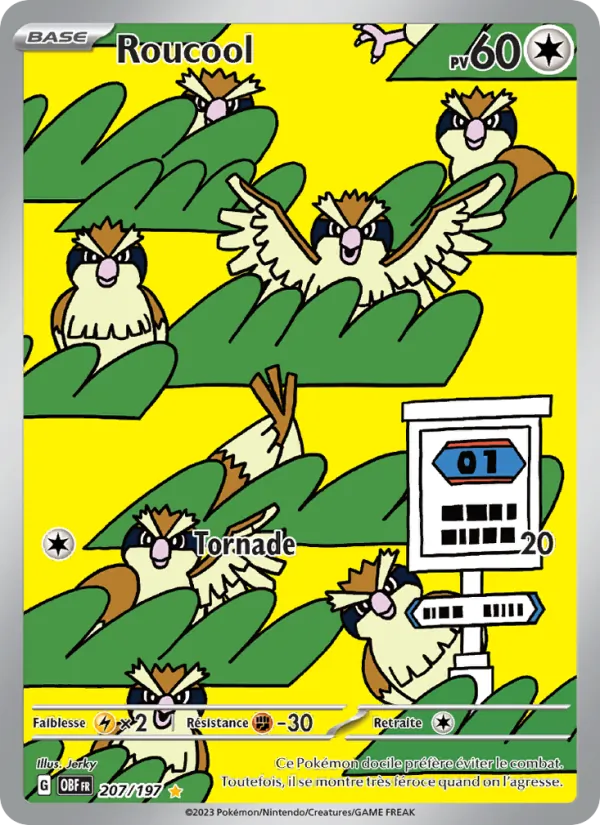 Carte Pokémon Roucool 207/197 de l'extension Flammes Obsidiennes