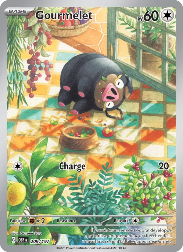 Carte Pokémon Gourmelet 209/197 de l'extension Flammes Obsidiennes