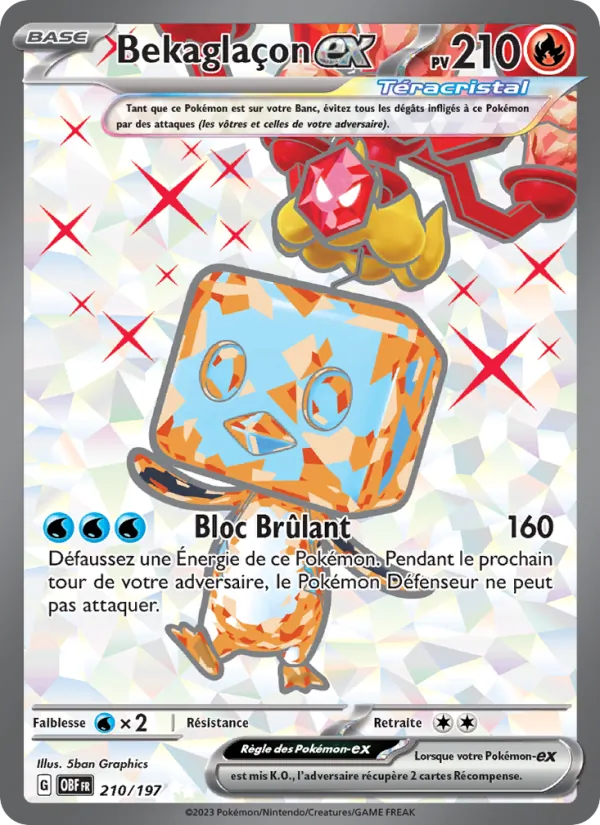 Carte Pokémon Bekaglaçon-ex 210/197 de l'extension Flammes Obsidiennes