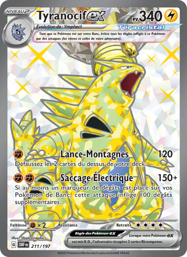 Carte Pokémon Tyranocif-ex 211/197 de l'extension Flammes Obsidiennes