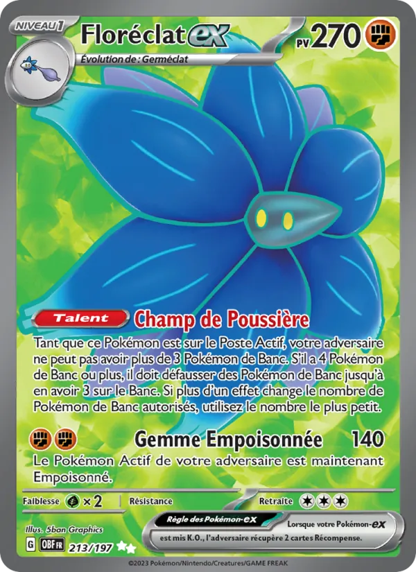 Carte Pokémon Floréclat-ex 213/197 de l'extension Flammes Obsidiennes
