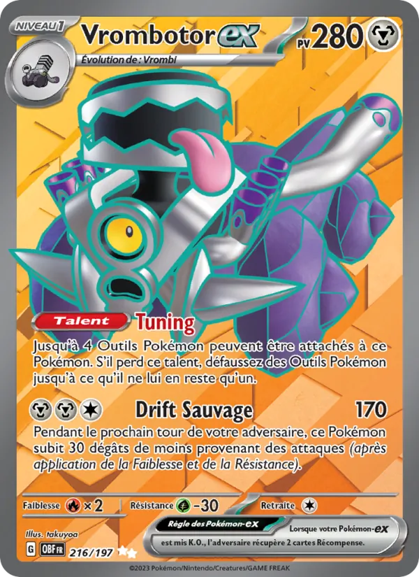 Carte Pokémon Vrombotor-ex 216/197 de l'extension Flammes Obsidiennes