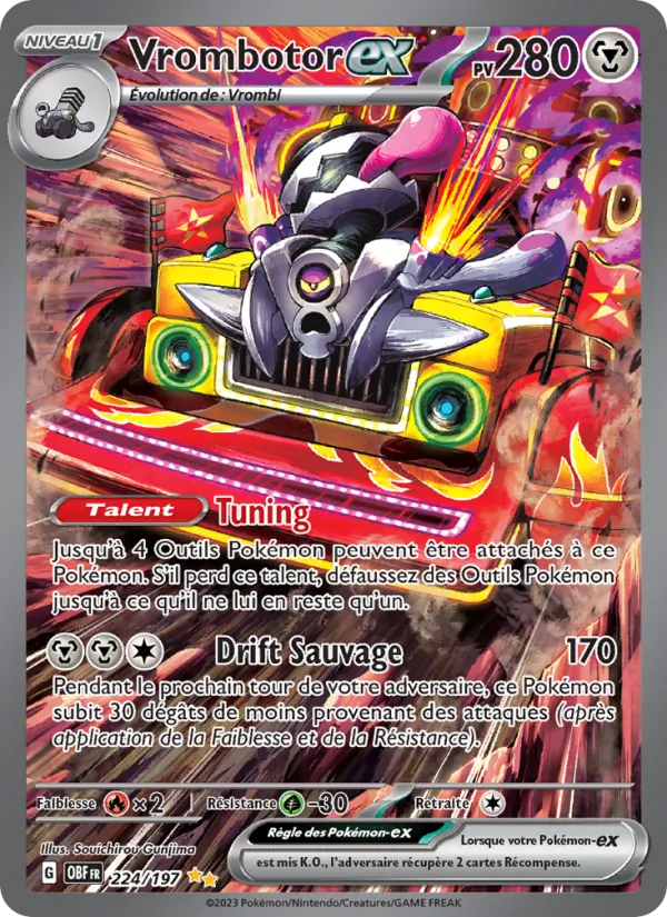 Carte Pokémon Vrombotor-ex 224/197 de l'extension Flammes Obsidiennes