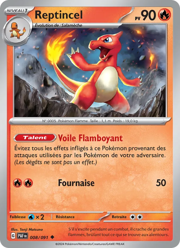 Carte Pokémon Reptincel 008/91 de l'extension Destinées de Paldea
