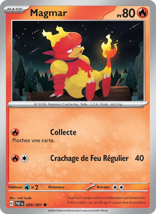 Carte Pokémon Magmar 009/91 de l'extension Destinées de Paldea