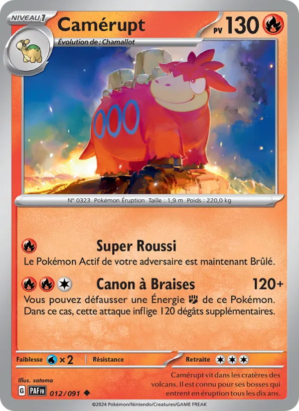 Carte Pokémon Camérupt 012/91 de l'extension Destinées de Paldea