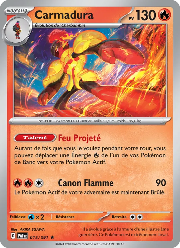 Carte Pokémon Carmadura 015/91 de l'extension Destinées de Paldea