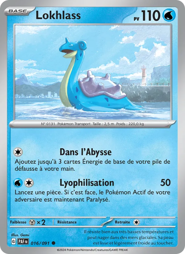 Carte Pokémon Lokhlass 016/91 de l'extension Destinées de Paldea