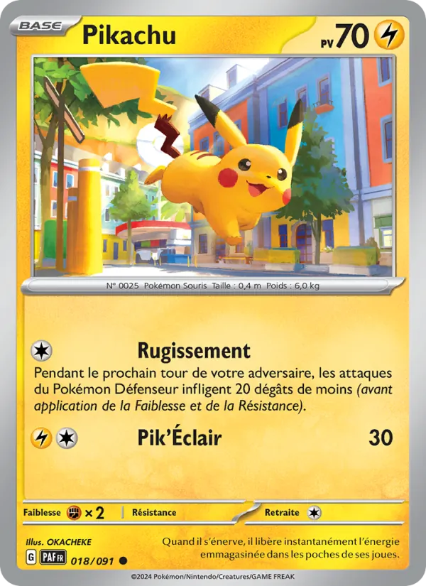 Carte Pokémon Pikachu 018/91 de l'extension Destinées de Paldea