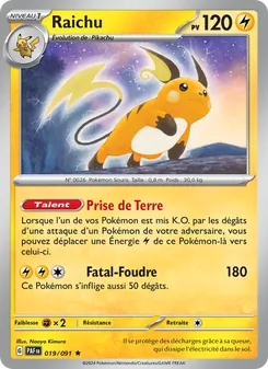 Carte Pokémon Raichu 019 — Destinées de Paldea
