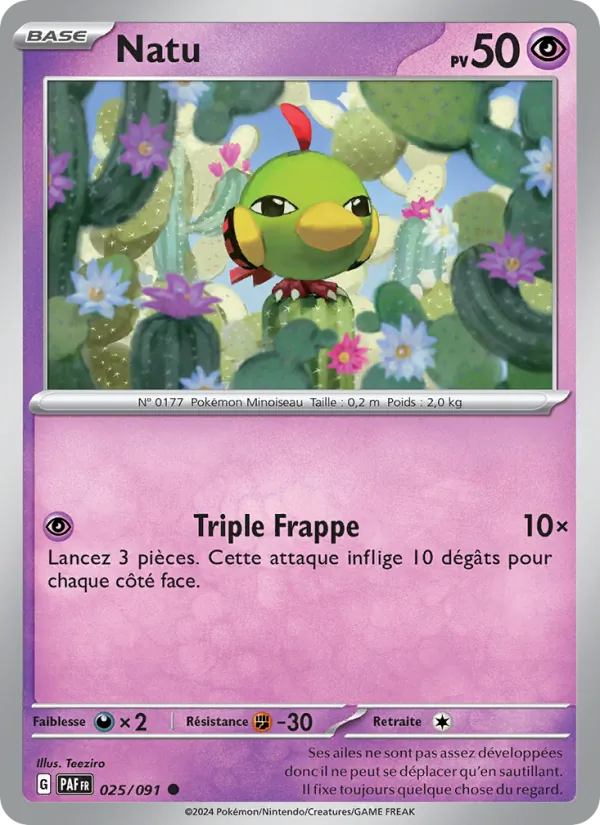 Carte Pokémon Natu 025/91 de l'extension Destinées de Paldea