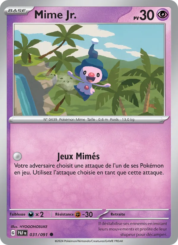Carte Pokémon Mime Jr. 031/91 de l'extension Destinées de Paldea