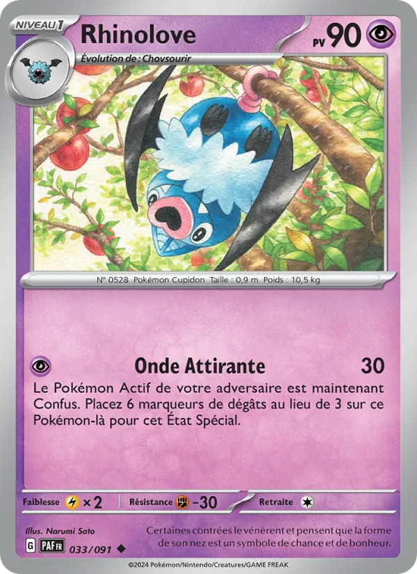 Carte Pokémon Rhinolove 033/91 de l'extension Destinées de Paldea